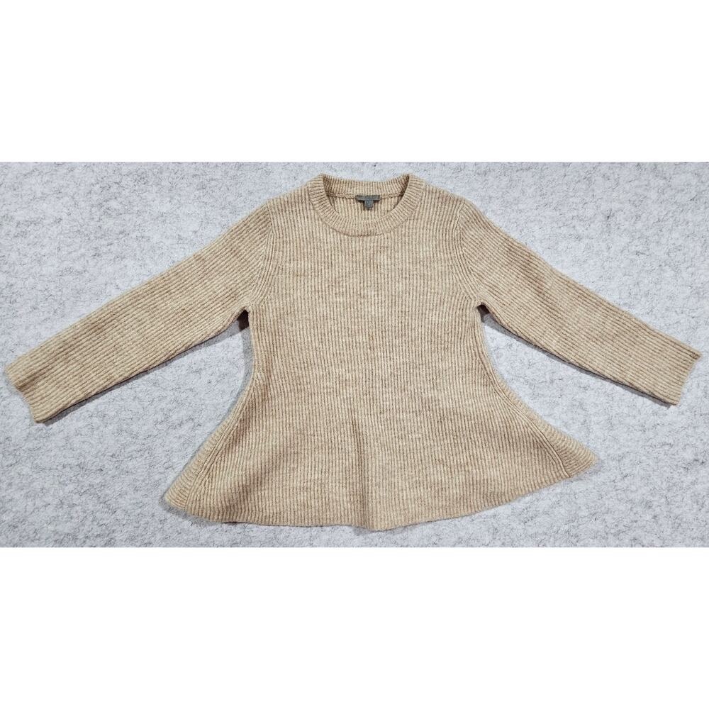 COS Wool Blend Peplum Sweater, Rib Knit, 73% Wool, Sz XS